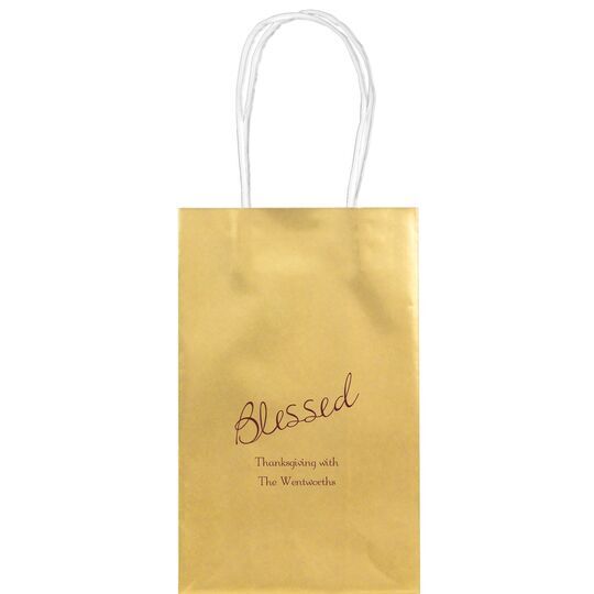 Expressive Script Blessed Medium Twisted Handled Bags